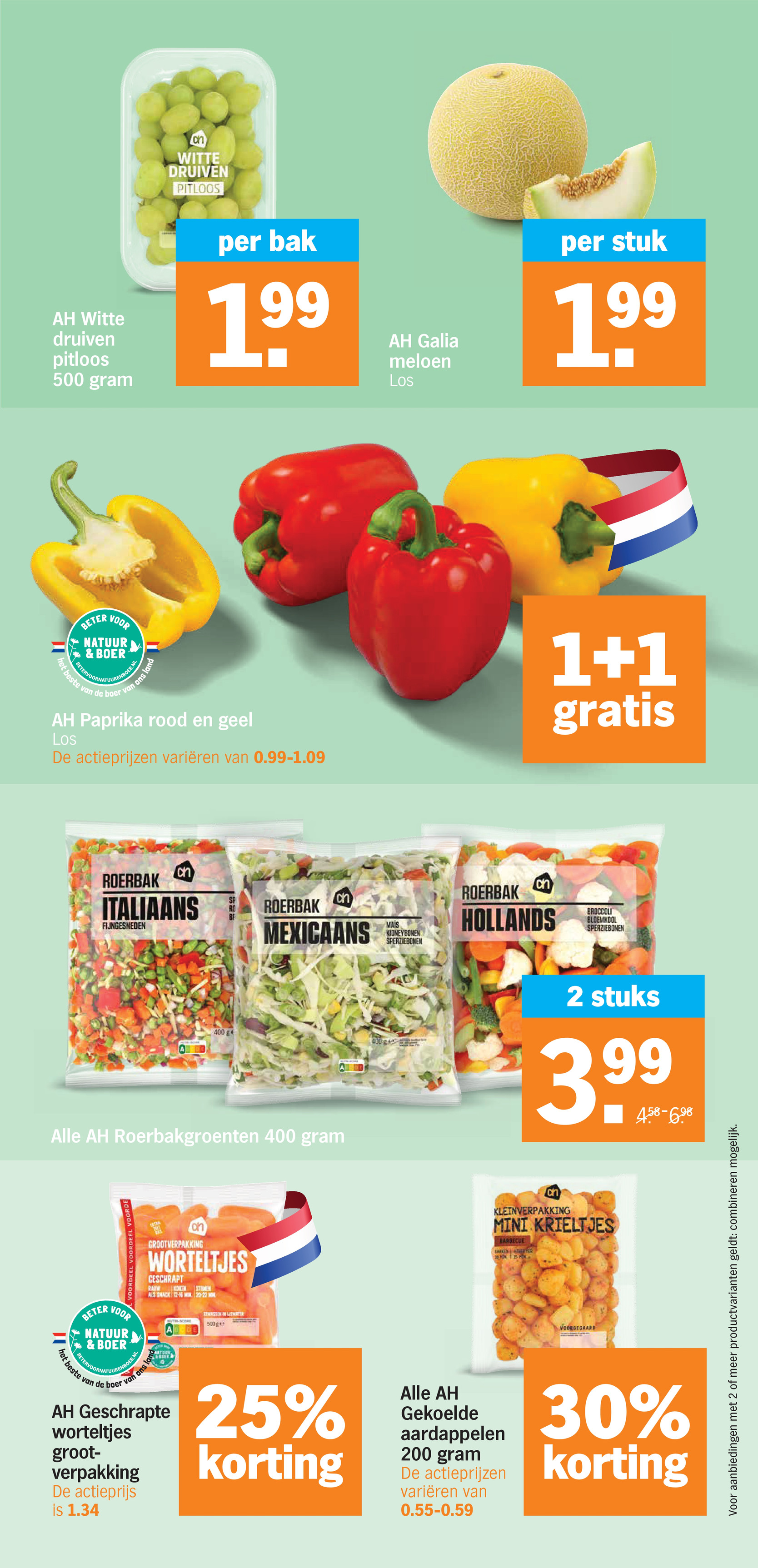 AH Galia meloen, gemarkeerd op pagina 4 van de Albert Heijn folder