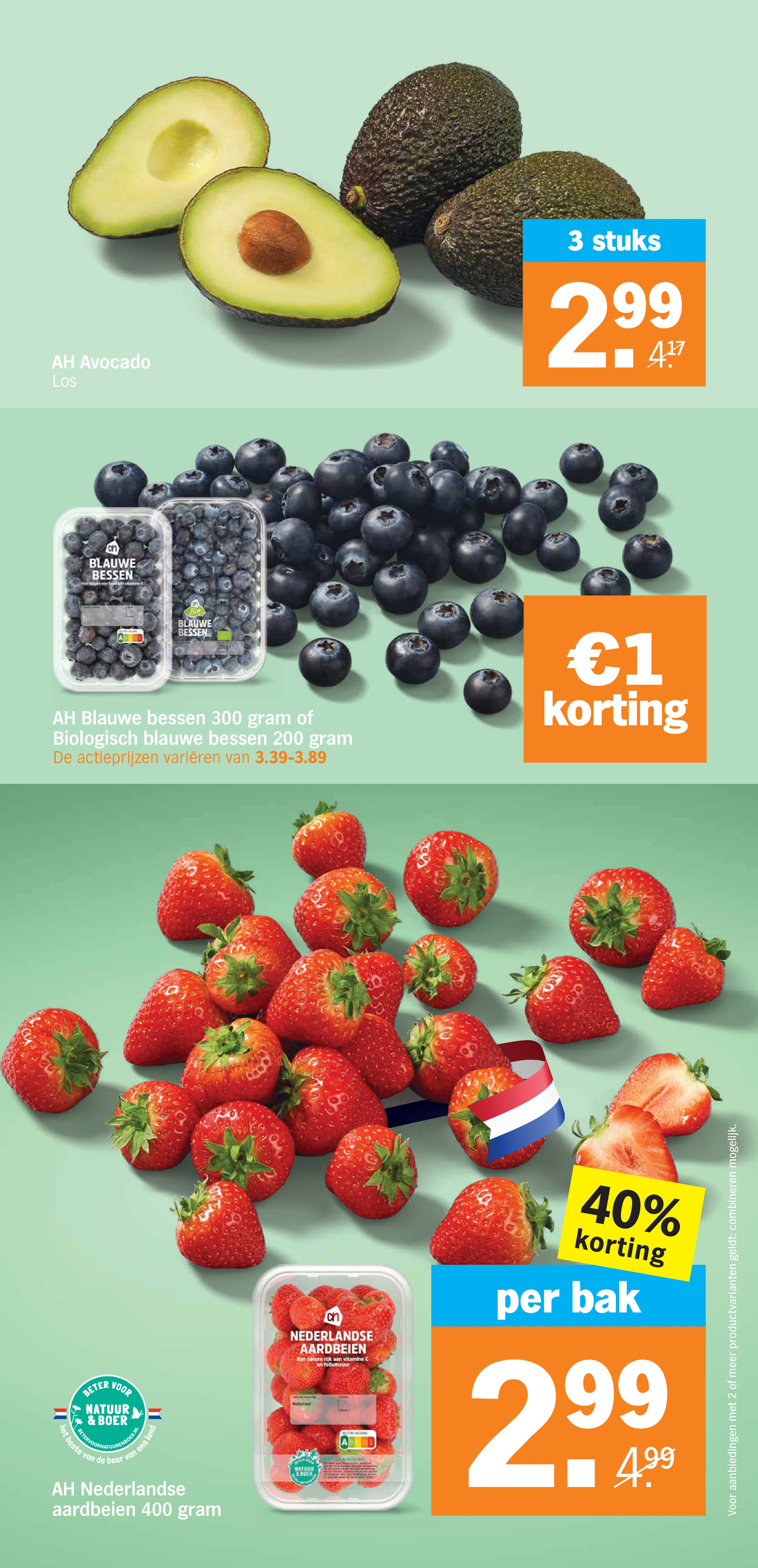 AH Nederlandse aardbeien, gemarkeerd op pagina 6 van de Albert Heijn folder