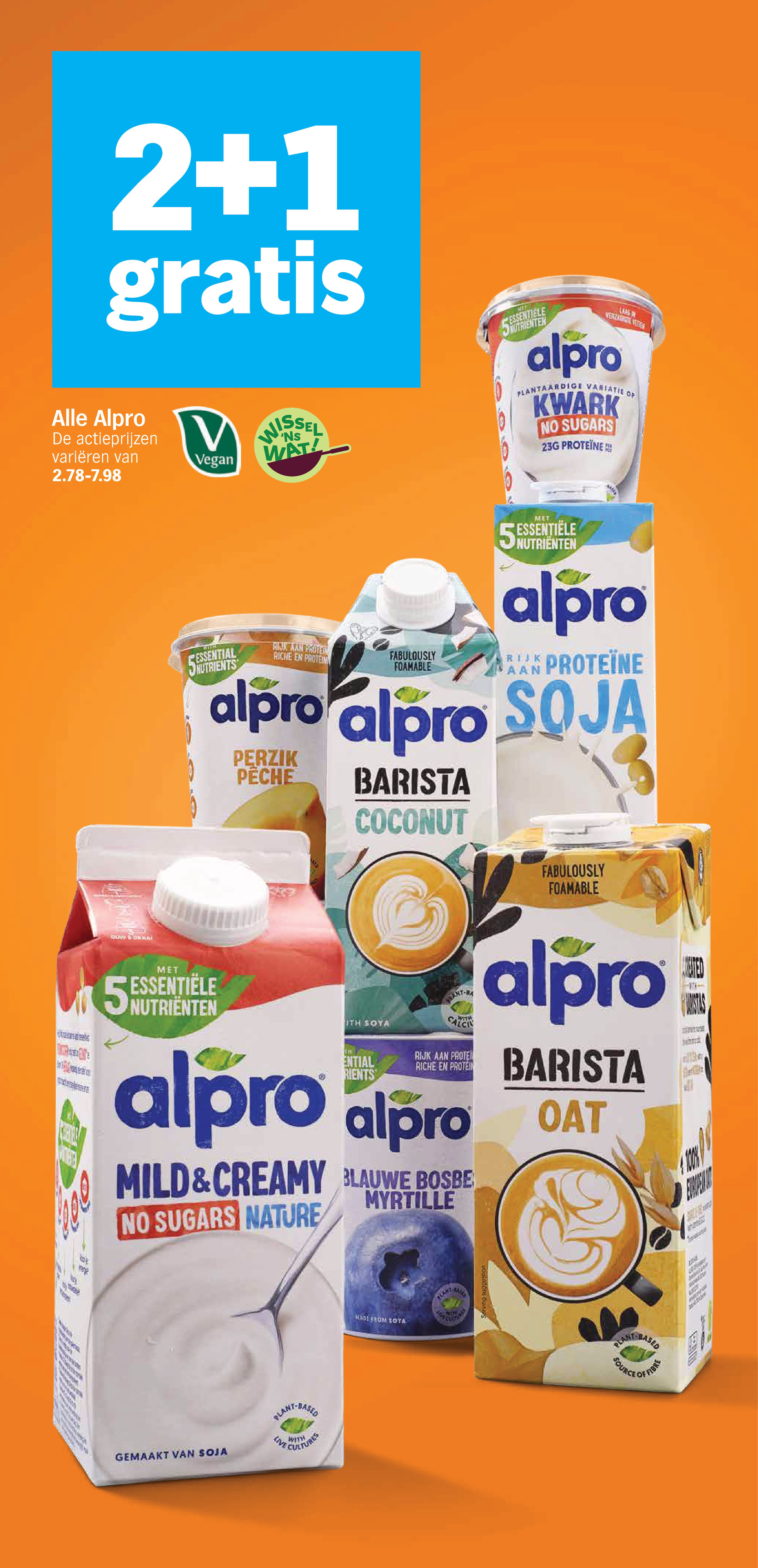 Alpro plantaardige producten, gemarkeerd op pagina 17 van de Albert Heijn folder