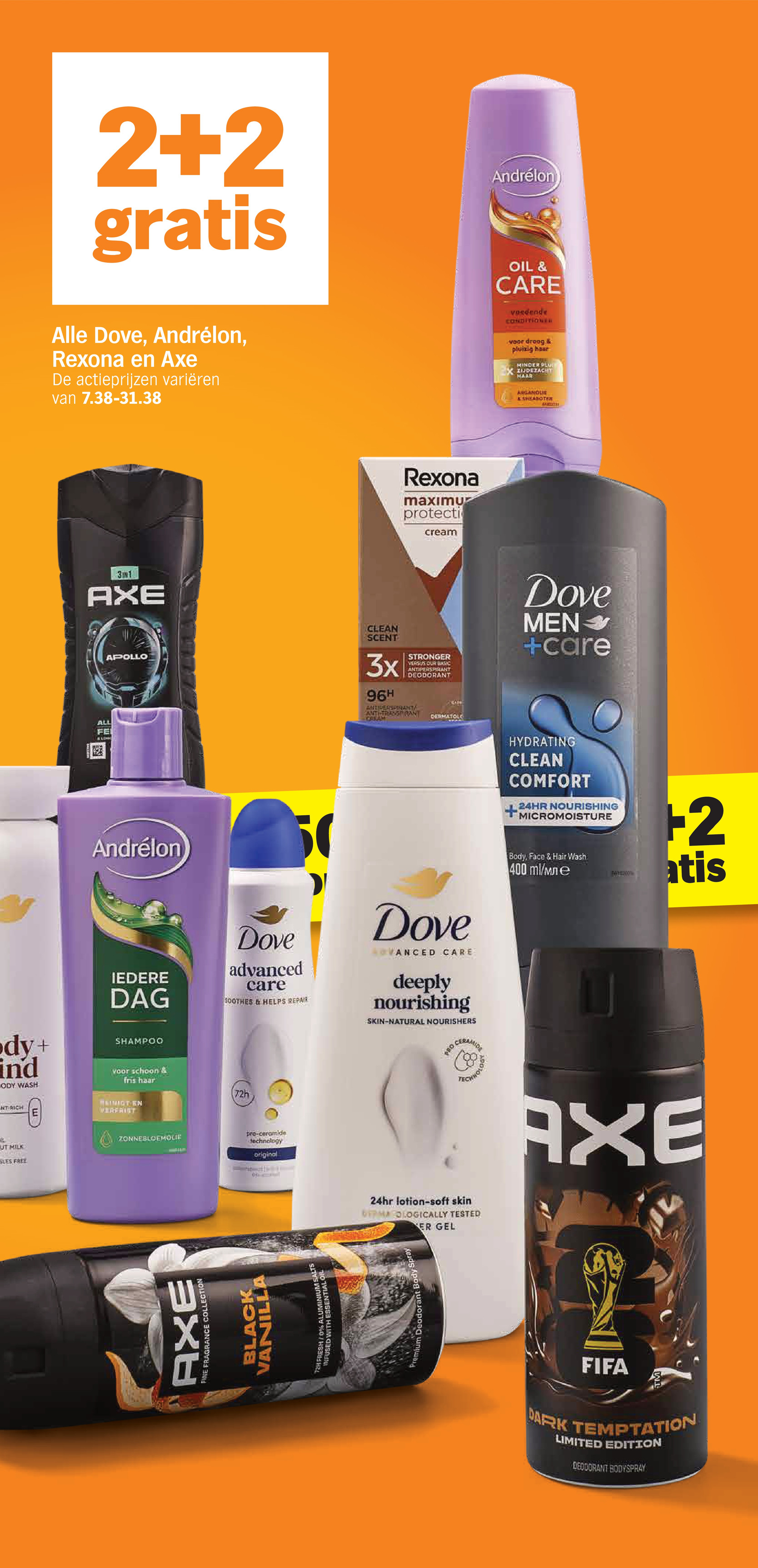 Dove, Andrélon, Rexona en Axe, gemarkeerd op pagina 31 van de Albert Heijn folder