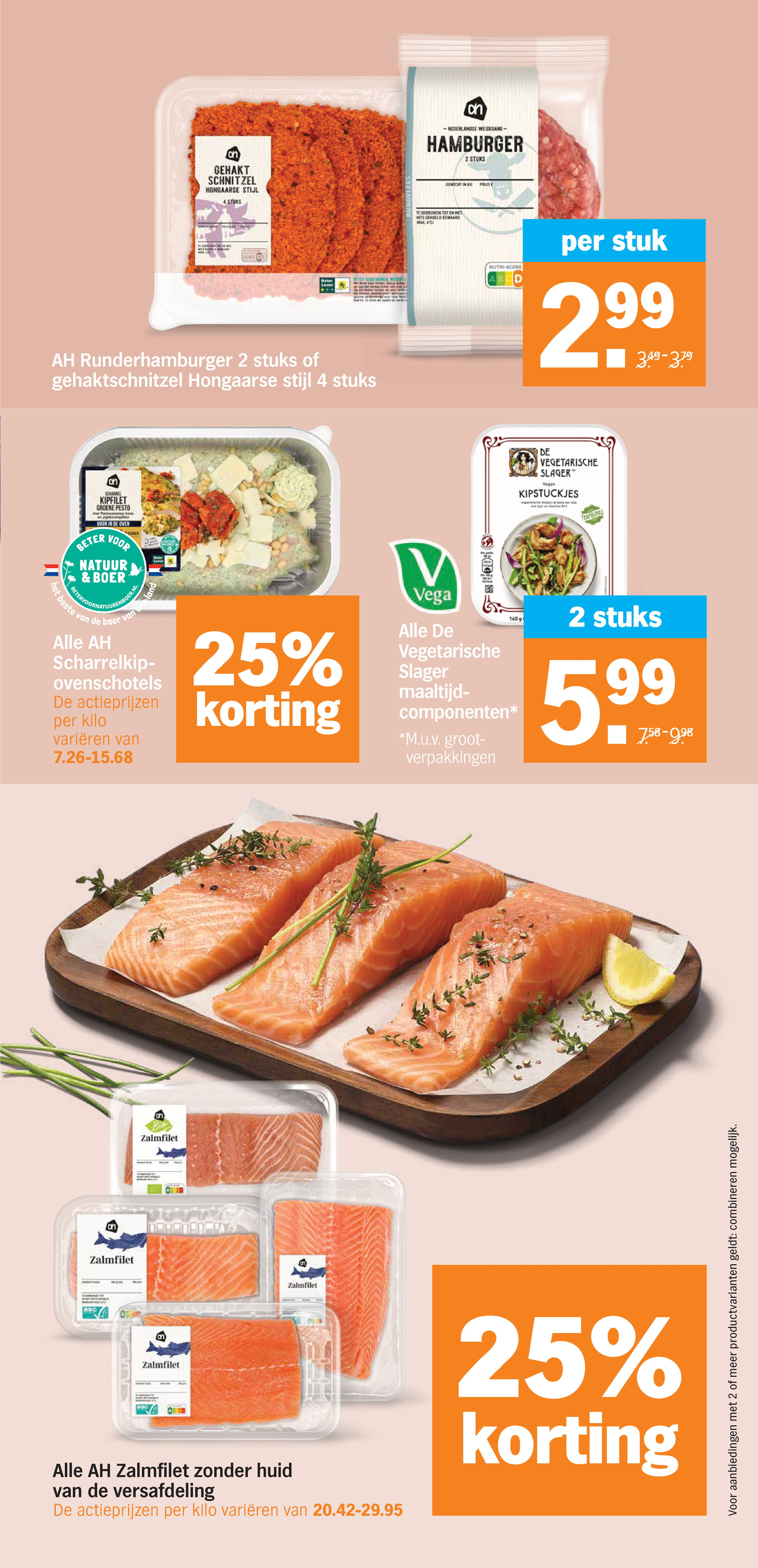AH Scharrelkip-ovenschotels, gemarkeerd op pagina 14 van de Albert Heijn folder