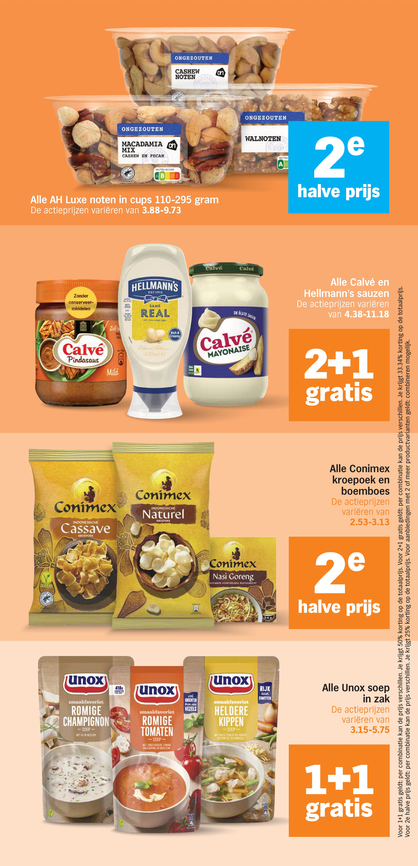 Calvé en Hellmann's sauzen, gemarkeerd op pagina 19 van de Albert Heijn folder