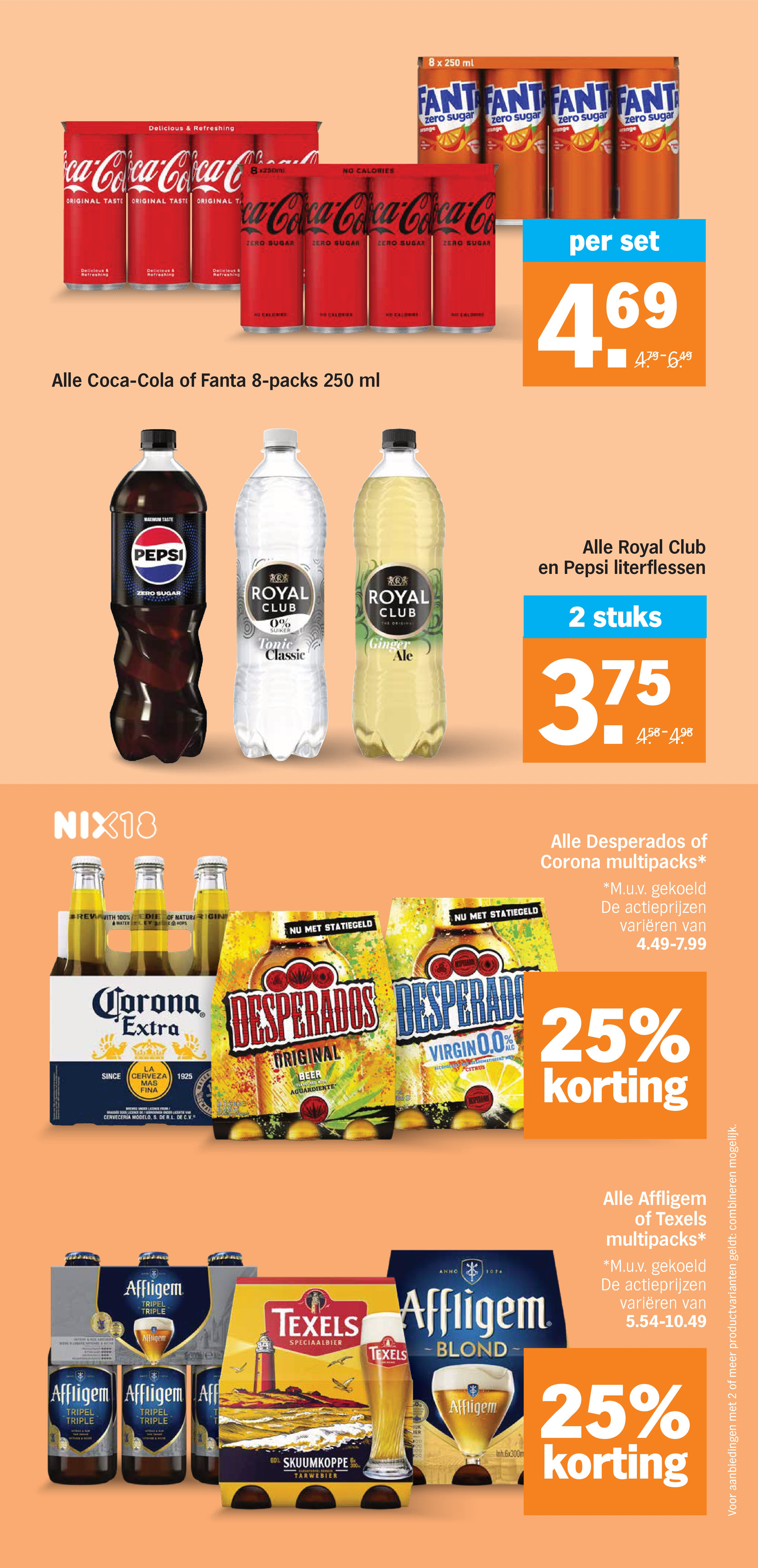 Royal Club en Pepsi literflessen, gemarkeerd op pagina 26 van de Albert Heijn folder