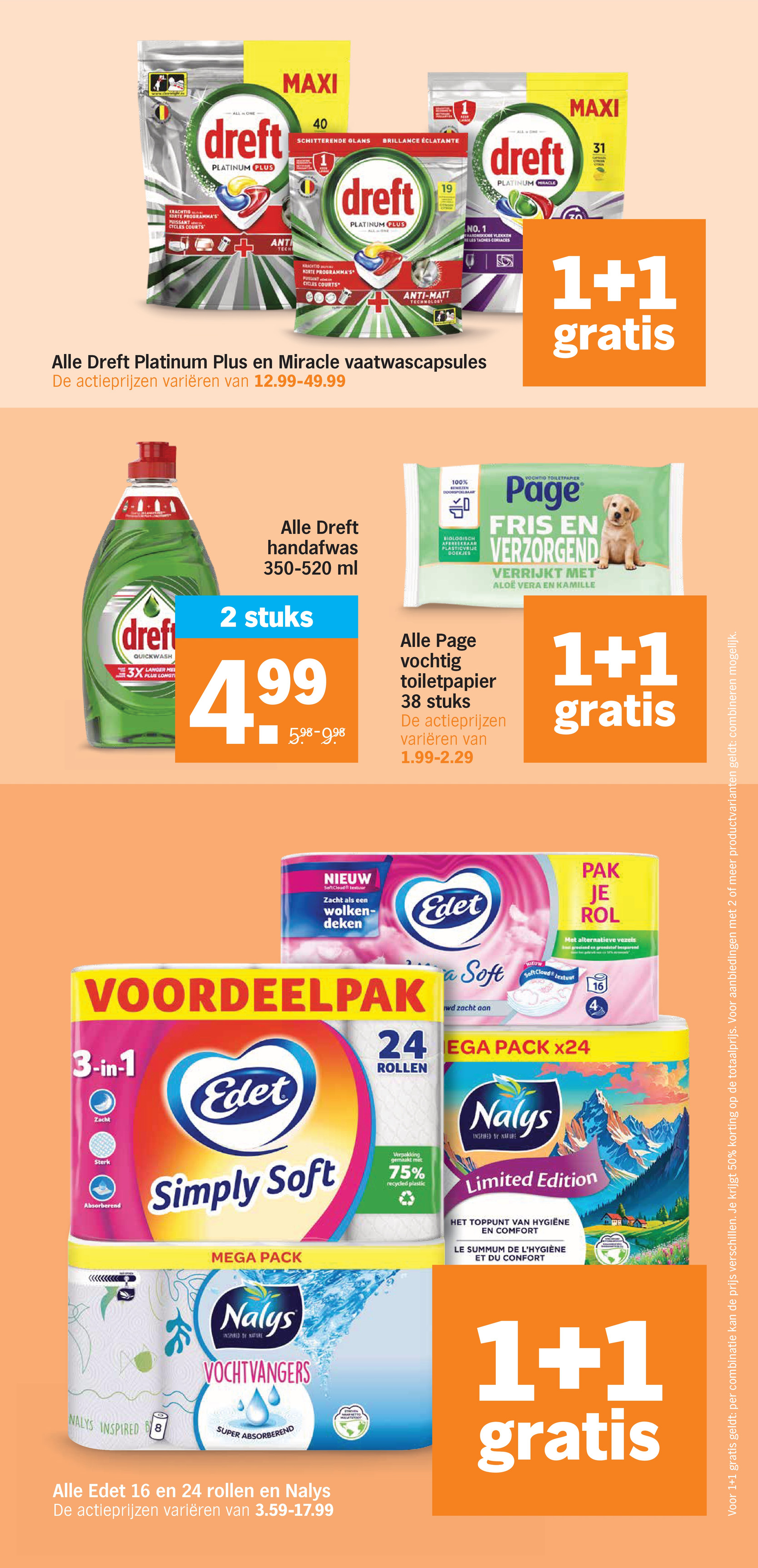 Alle Dreft Platinum Plus en Miracle vaatwascapsules, gemarkeerd op pagina 31 van de Albert Heijn folder