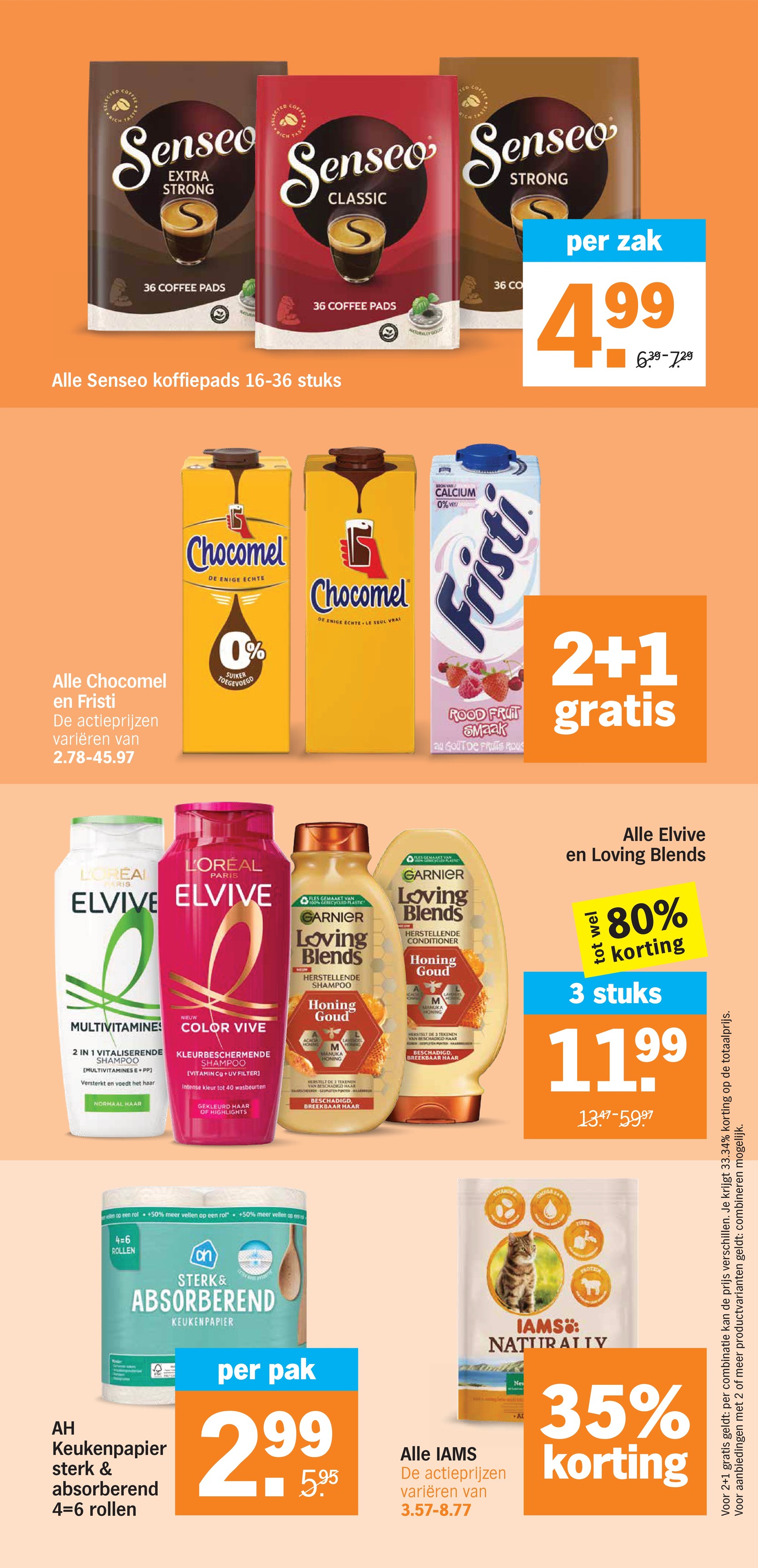 Elvive en Loving Blends, gemarkeerd op pagina 29 van de Albert Heijn folder