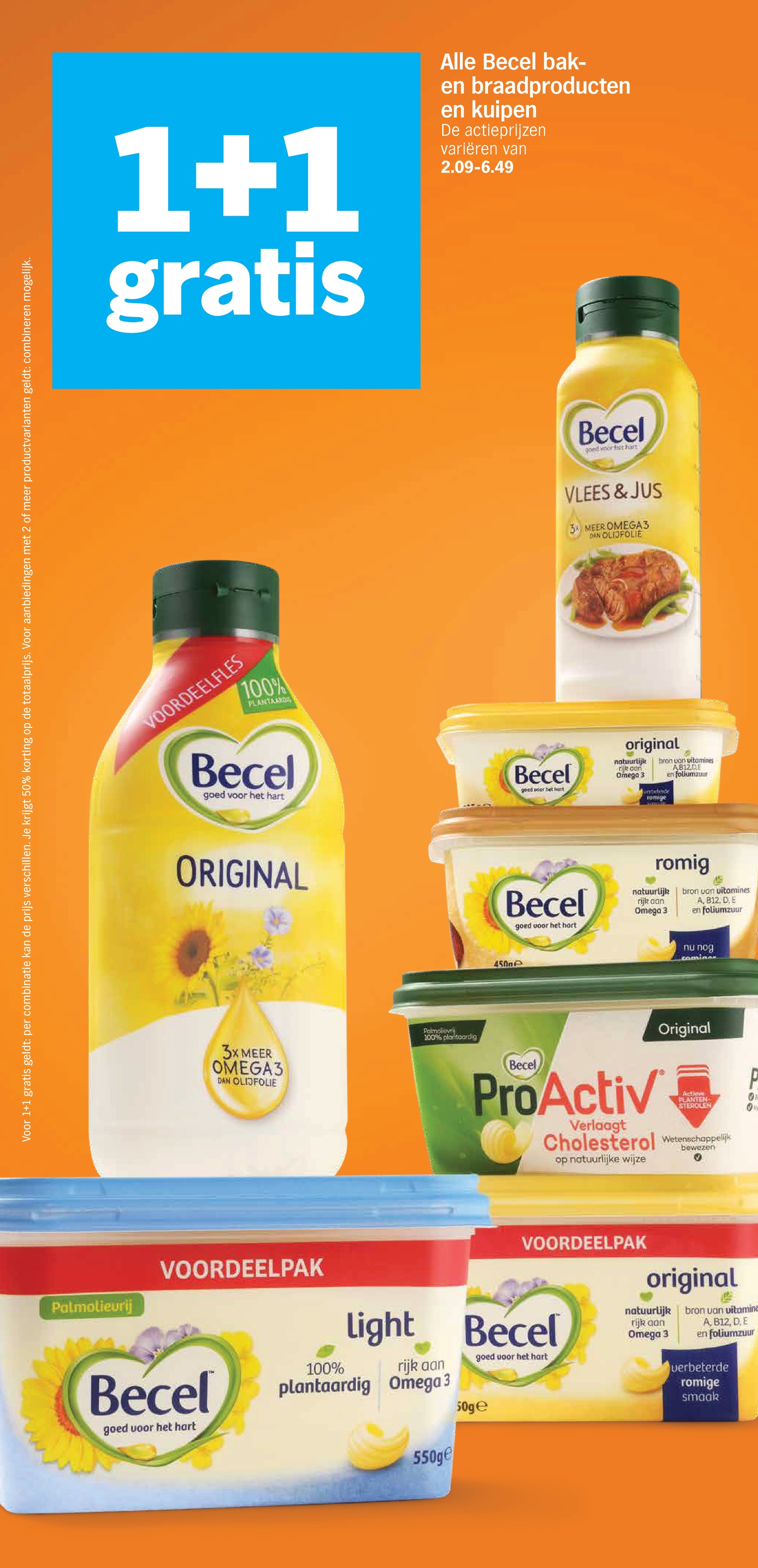 Becel bak- en braadproducten en kuipen, gemarkeerd op pagina 2 van de Albert Heijn folder