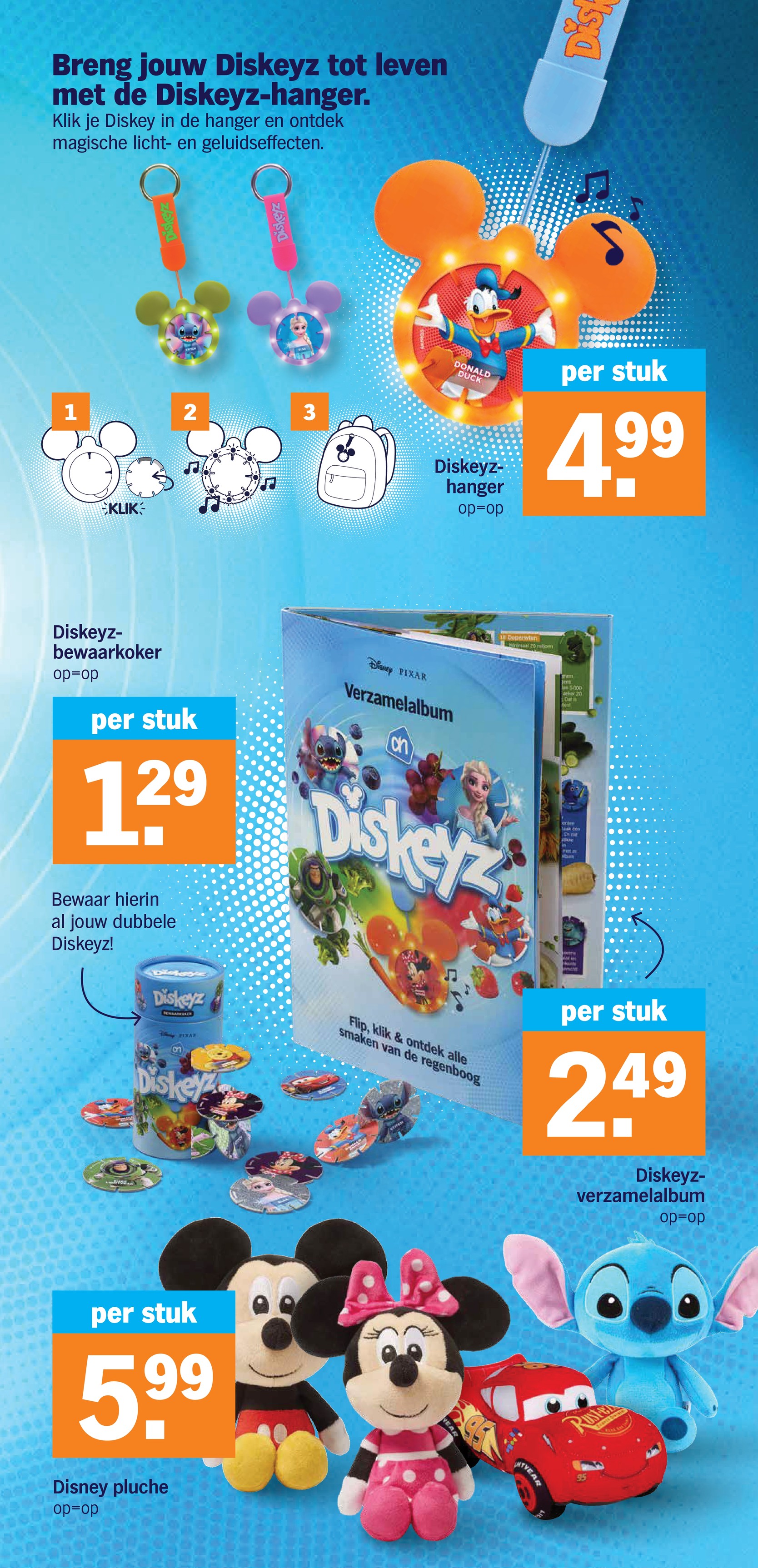 Diskeyz-hanger, gemarkeerd op pagina 4 van de Albert Heijn folder