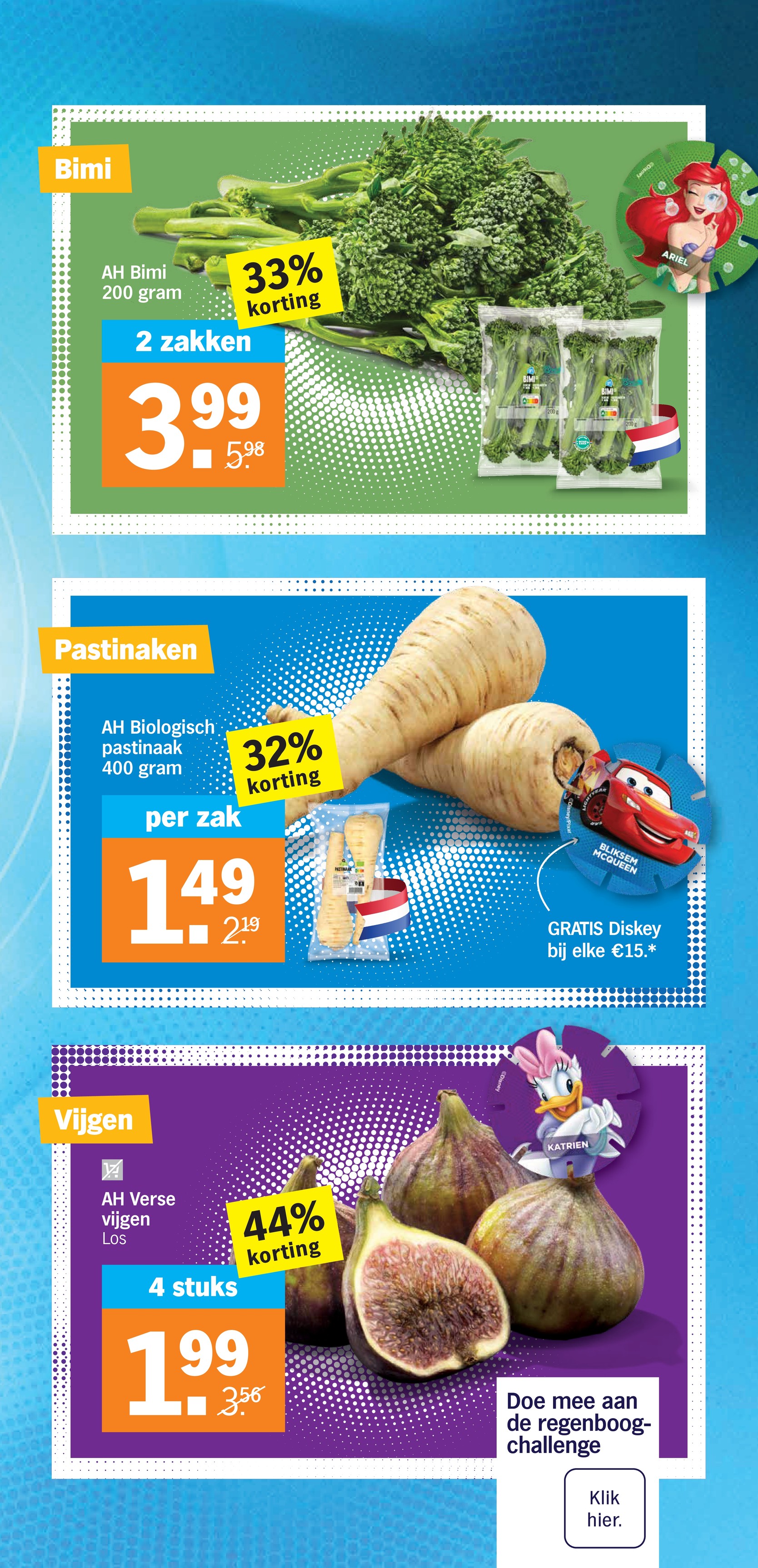 AH Biologisch pastinaak, gemarkeerd op pagina 8 van de Albert Heijn folder