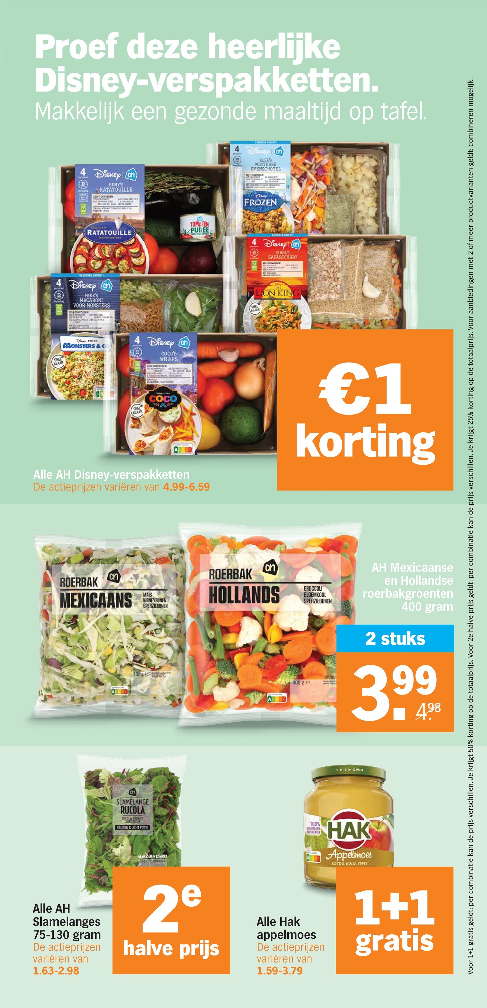 AH Disney-verspakketten, gemarkeerd op pagina 10 van de Albert Heijn folder