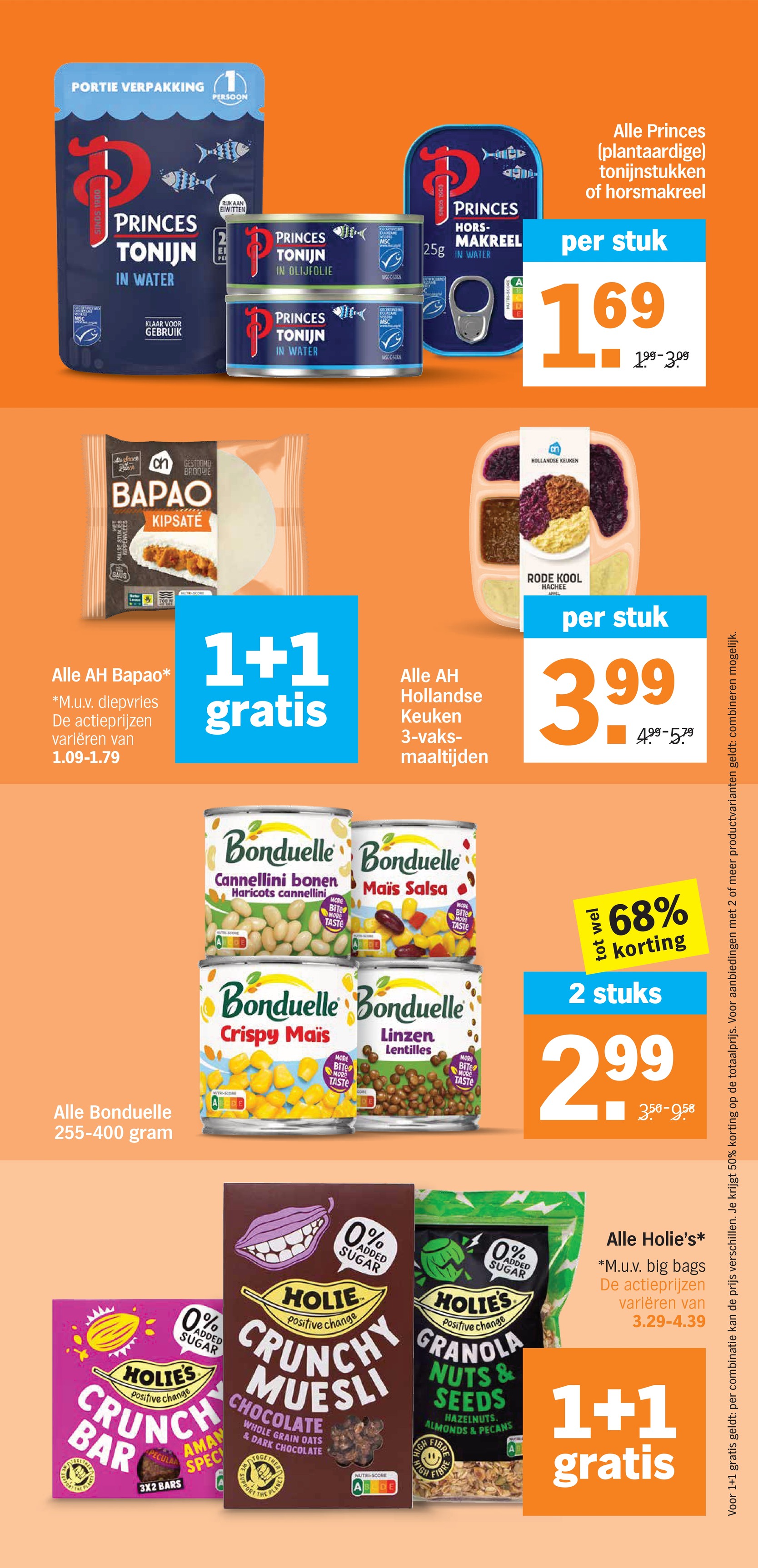 Hollandse Keuken 3-vaks-maaltijden, gemarkeerd op pagina 17 van de Albert Heijn folder