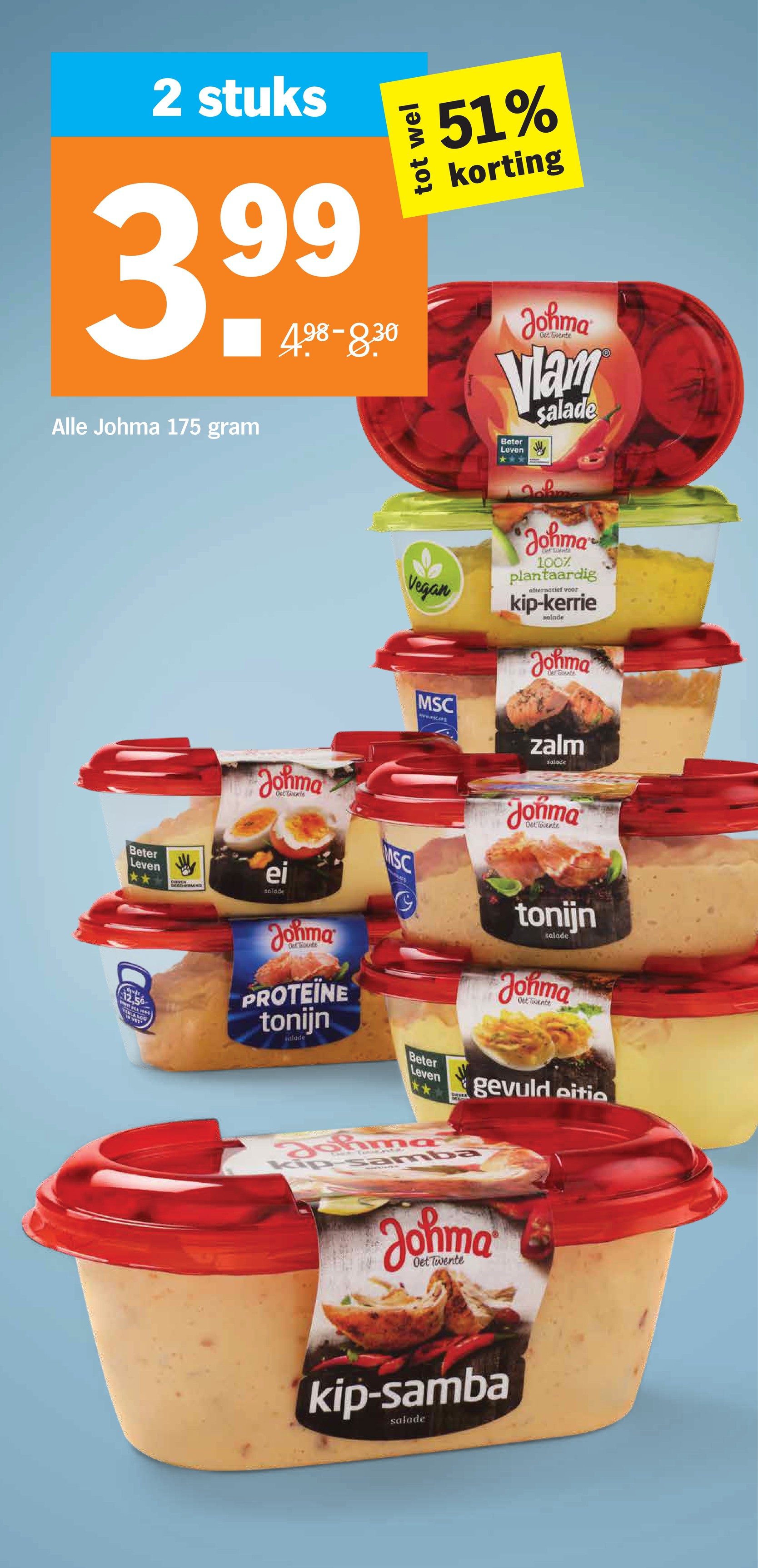 Johma salades, gemarkeerd op pagina 18 van de Albert Heijn folder