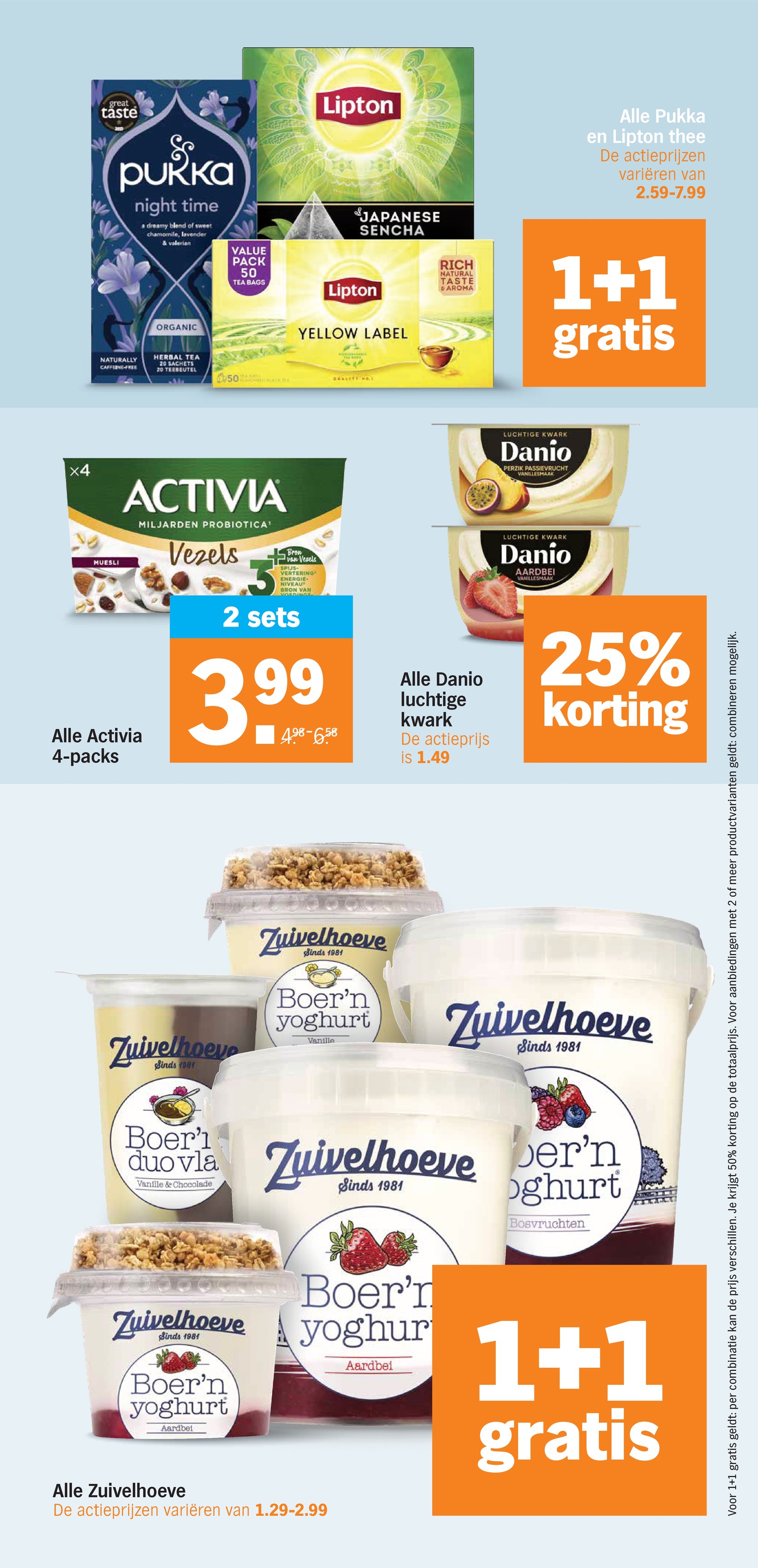 Pukka en Lipton thee, gemarkeerd op pagina 19 van de Albert Heijn folder