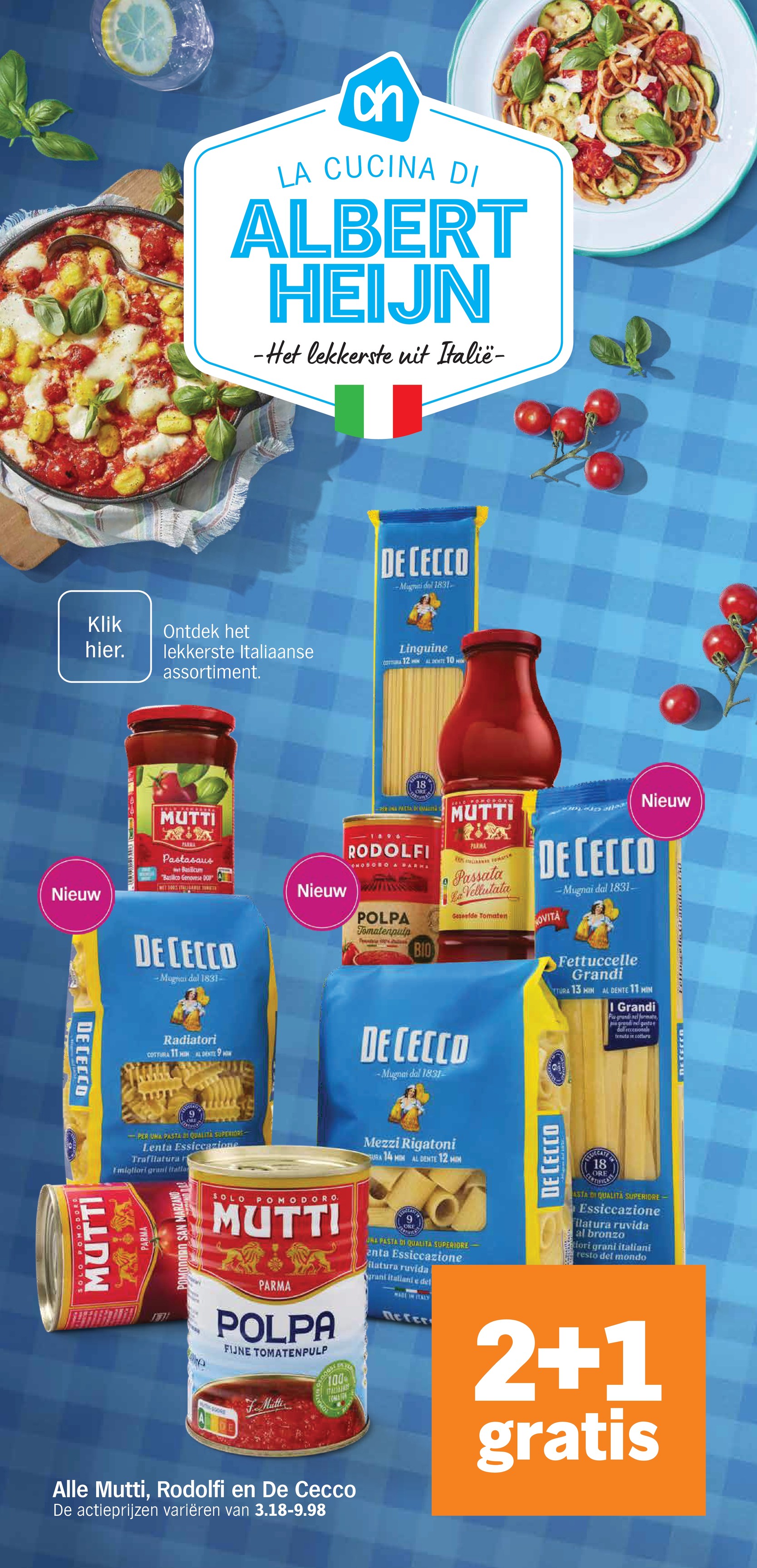 Alle Mutti, Rodolfi en De Cecco, uit de Albert Heijn folder, pagina 27