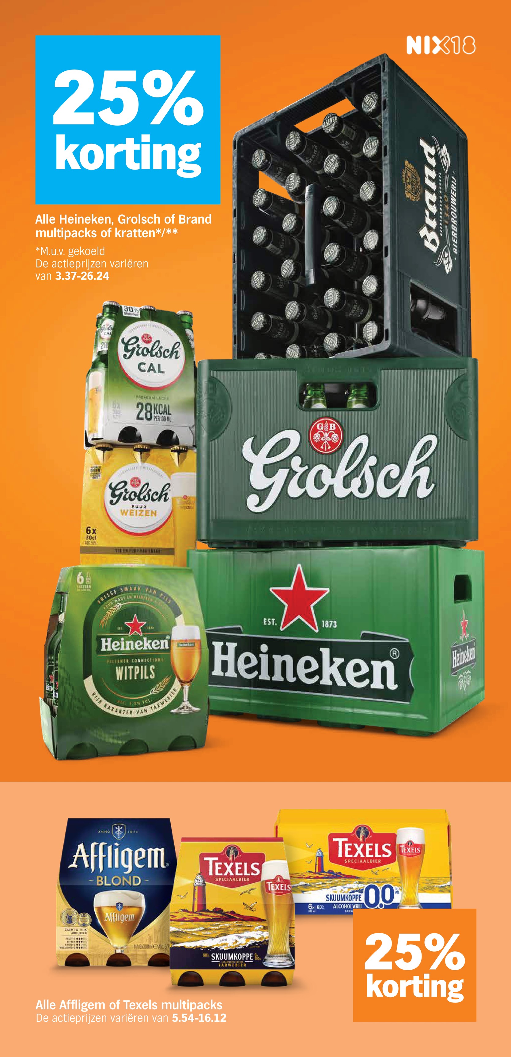 Heineken, Grolsch of Brand multipacks of kratten, gemarkeerd op pagina 30 van de Albert Heijn folder