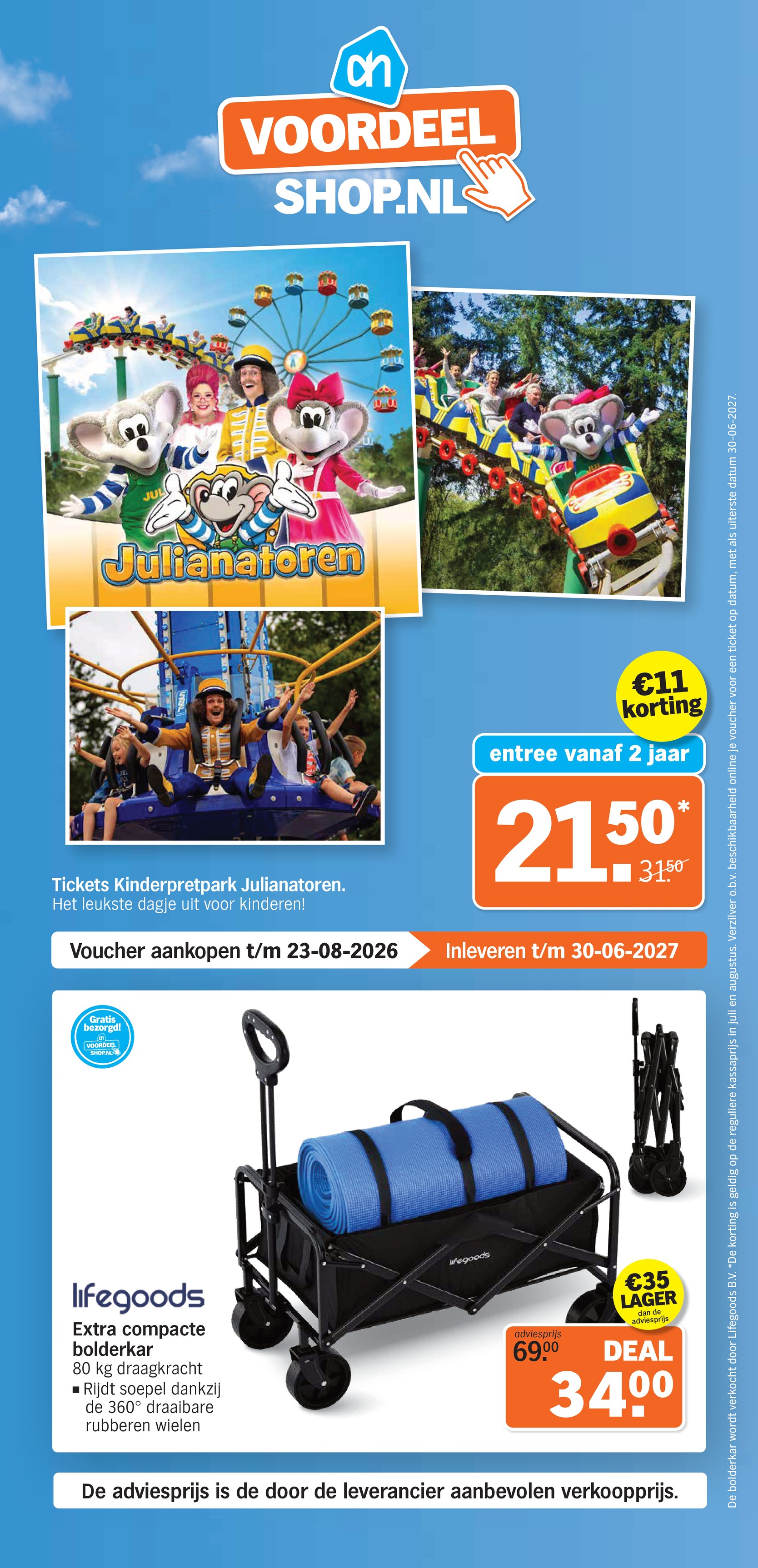 LifeGoods Extra compacte bolderkar, gemarkeerd op pagina 7 van de Albert Heijn folder