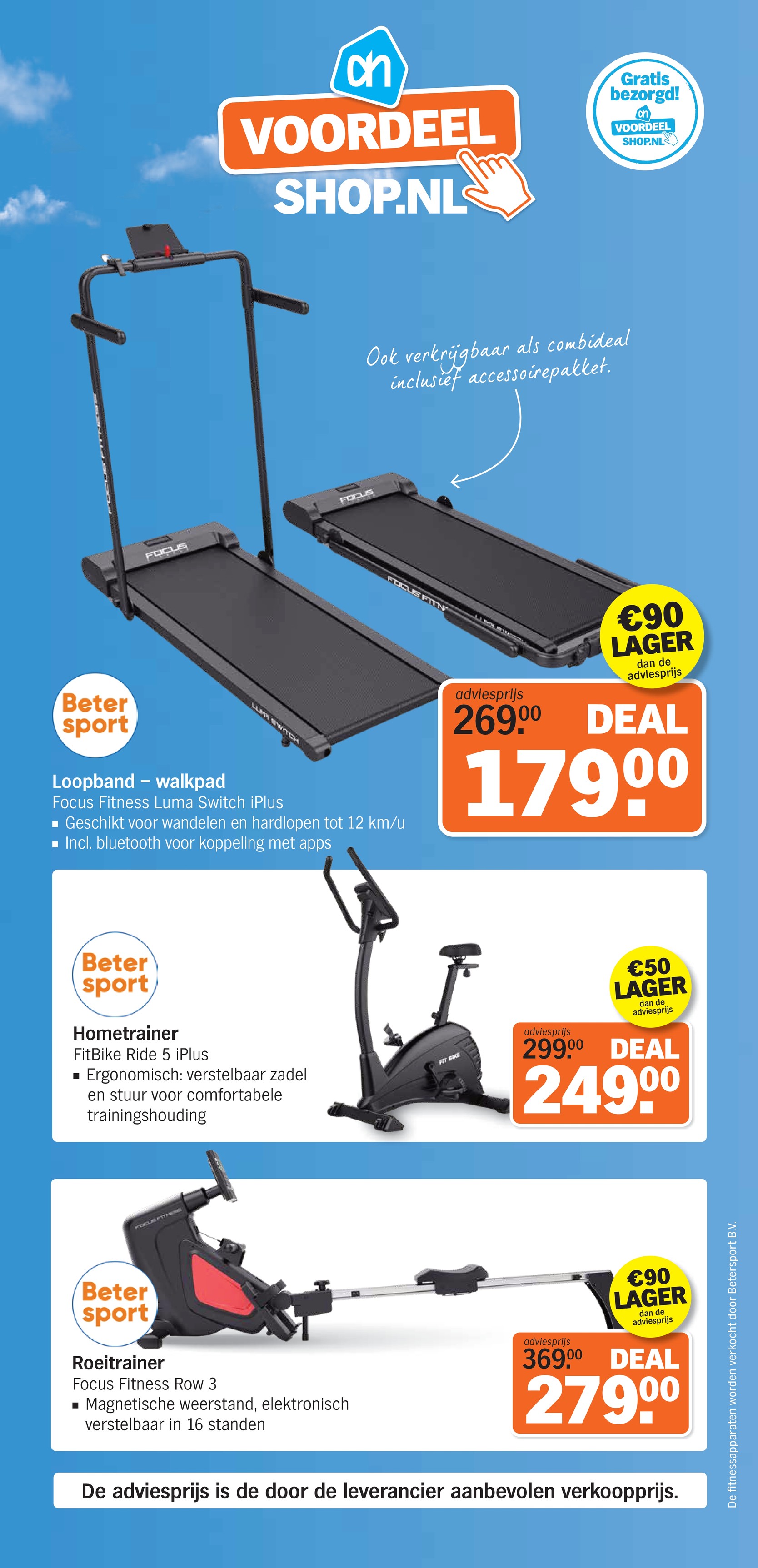 Hometrainer FitBike Ride 5 iPlus, gemarkeerd op pagina 1 van de Albert Heijn folder