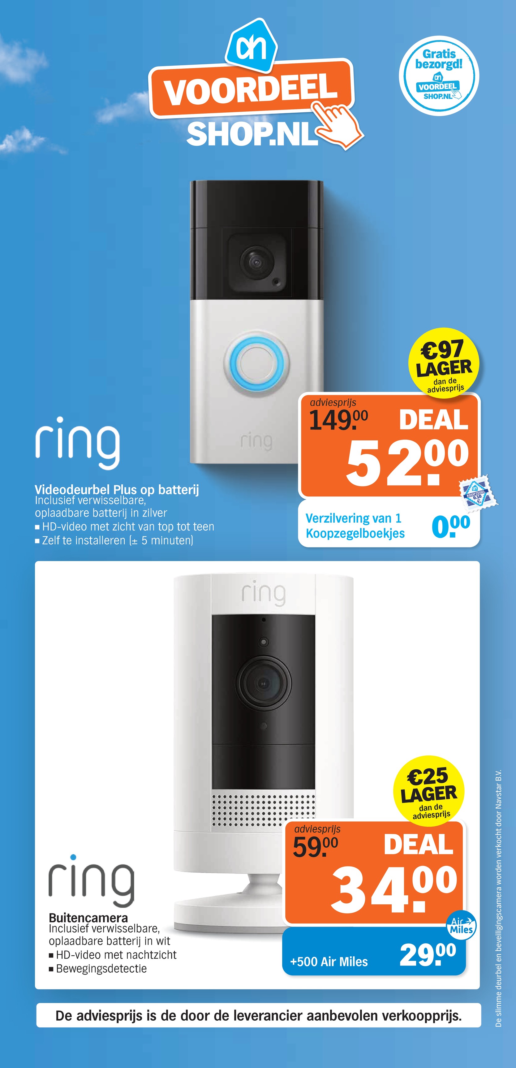 Ring Videodeurbel Plus, gemarkeerd op pagina 8 van de Albert Heijn folder