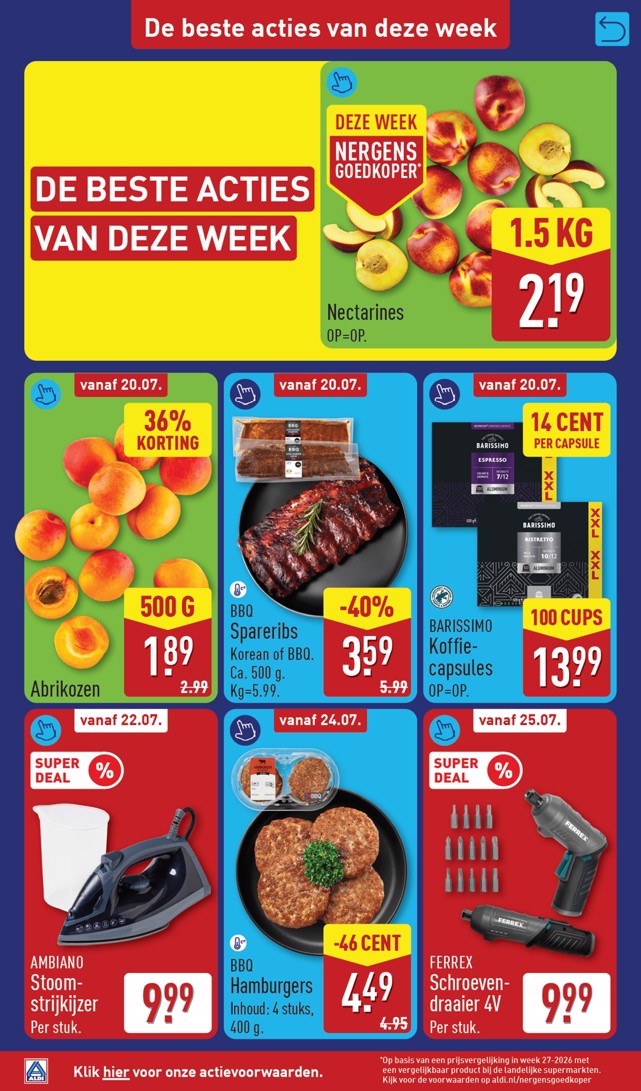 Abrikozen, gemarkeerd op pagina 2 van de Aldi folder