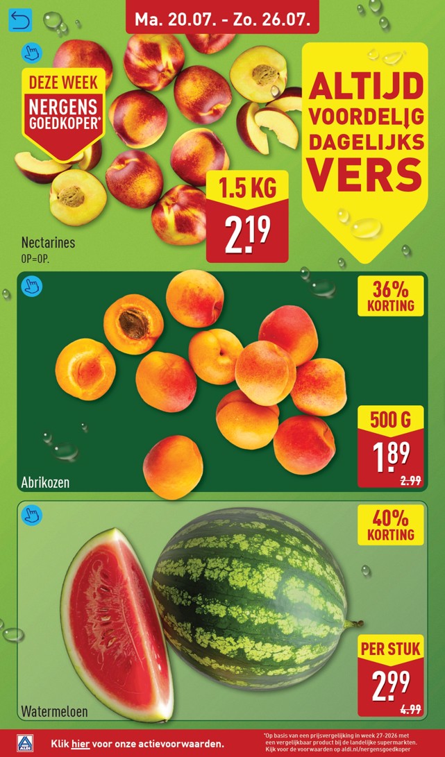 Watermeloen, gemarkeerd op pagina 4 van de Aldi folder