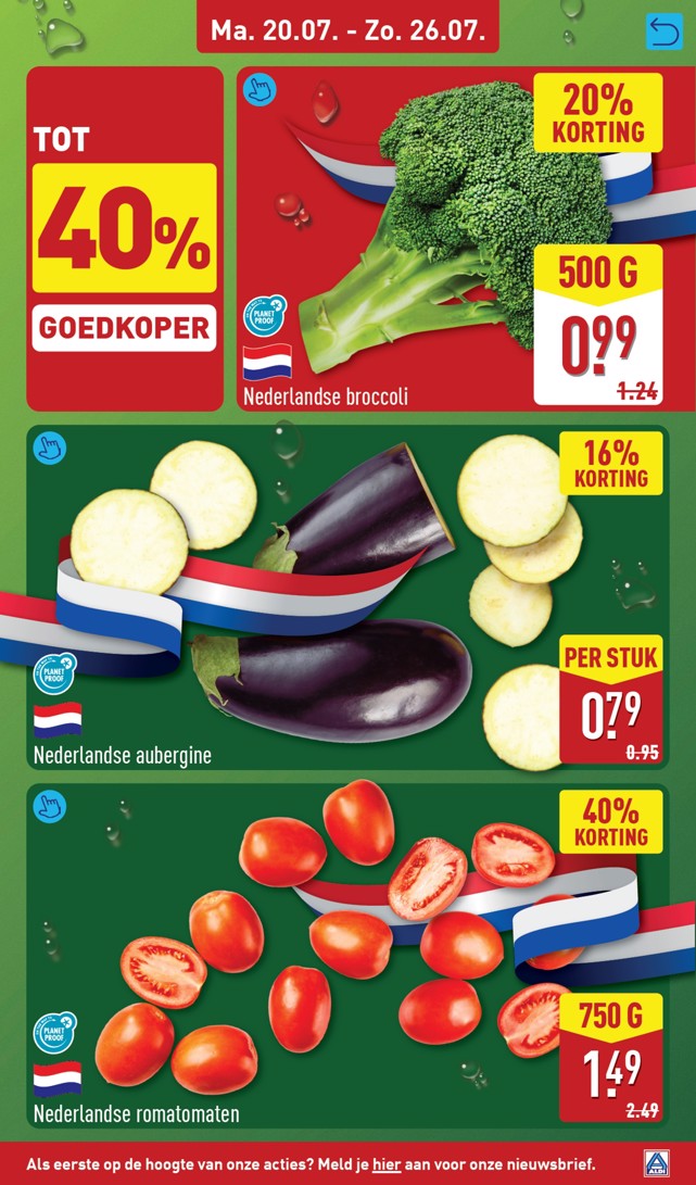 Nederlandse broccoli, gemarkeerd op pagina 5 van de Aldi folder