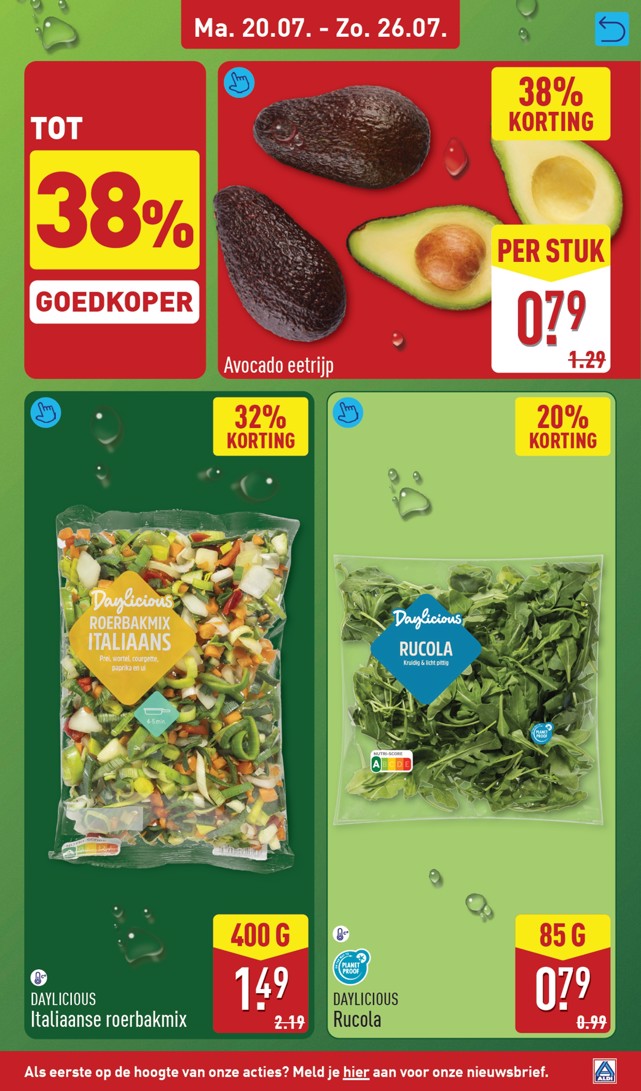 Avocado eetrijp, gemarkeerd op pagina 7 van de Aldi folder