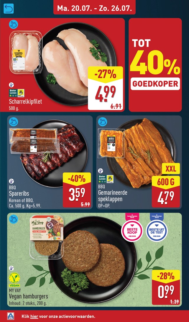 Scharrelkipfilet, gemarkeerd op pagina 8 van de Aldi folder