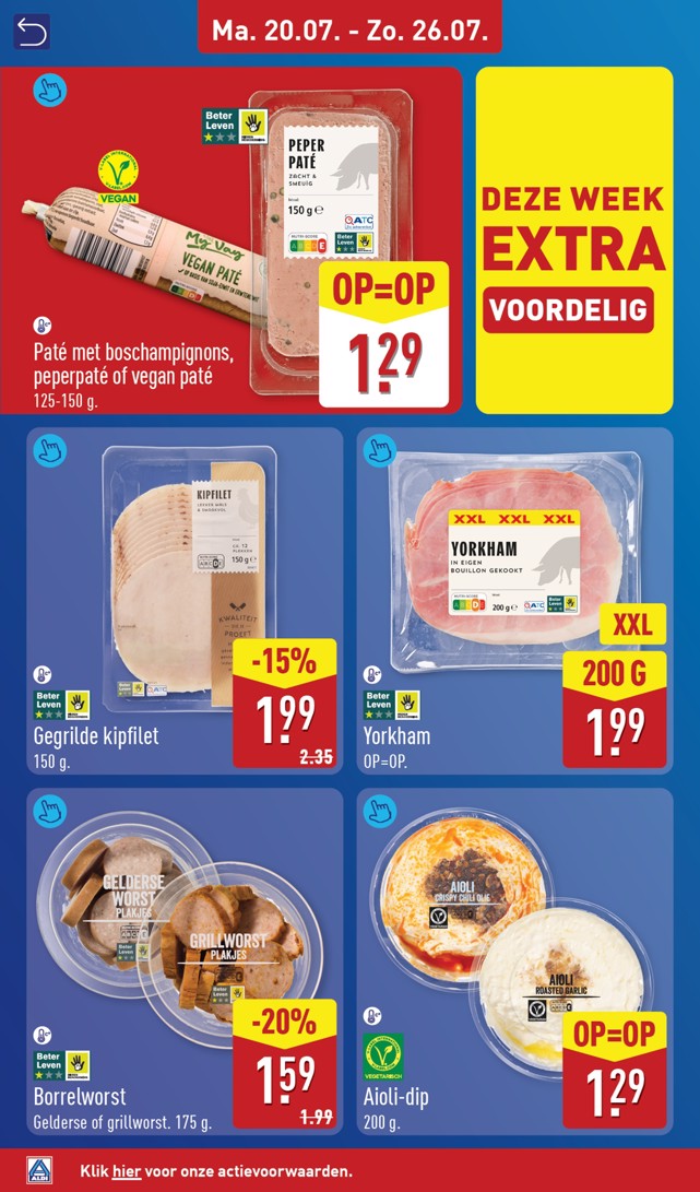 Gegrilde kipfilet, gemarkeerd op pagina 10 van de Aldi folder