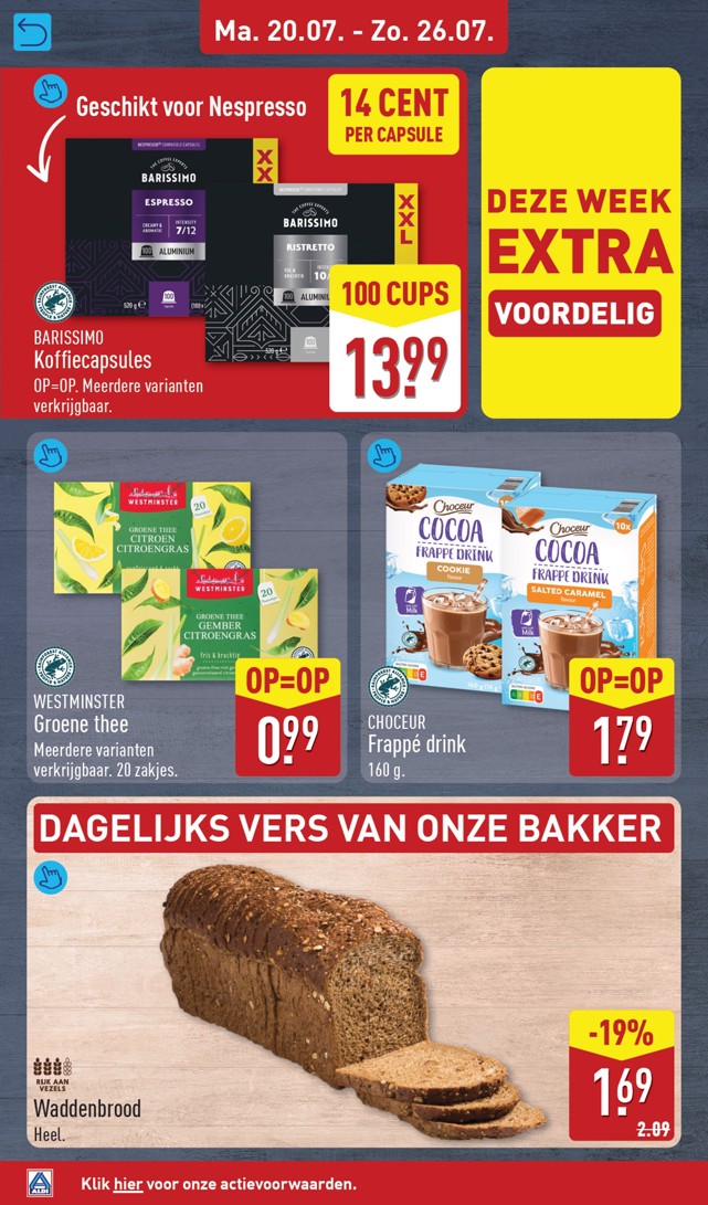 Choceur Frappé drink, gemarkeerd op pagina 12 van de Aldi folder