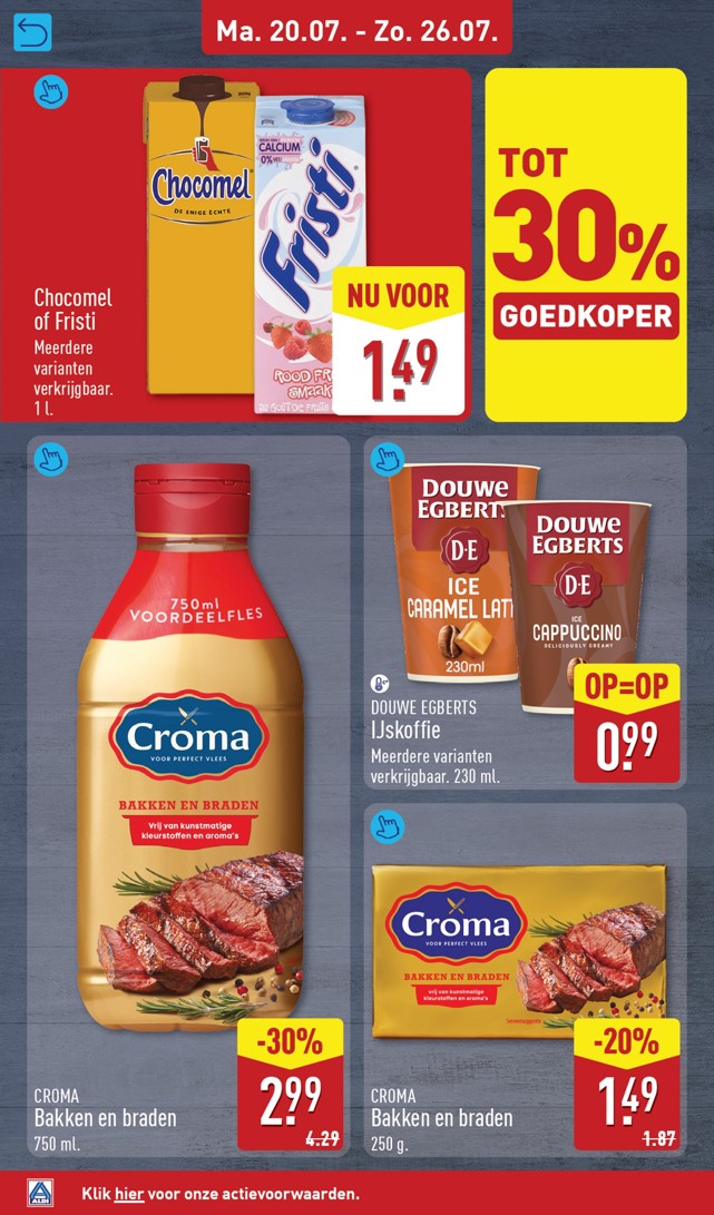 Croma Bakken en Braden vloeibaar, gemarkeerd op pagina 18 van de Aldi folder