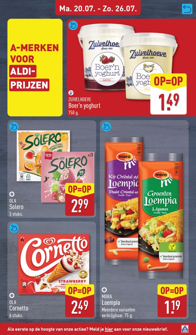 Zuivelhoeve Boer'n yoghurt, gemarkeerd op pagina 19 van de Aldi folder