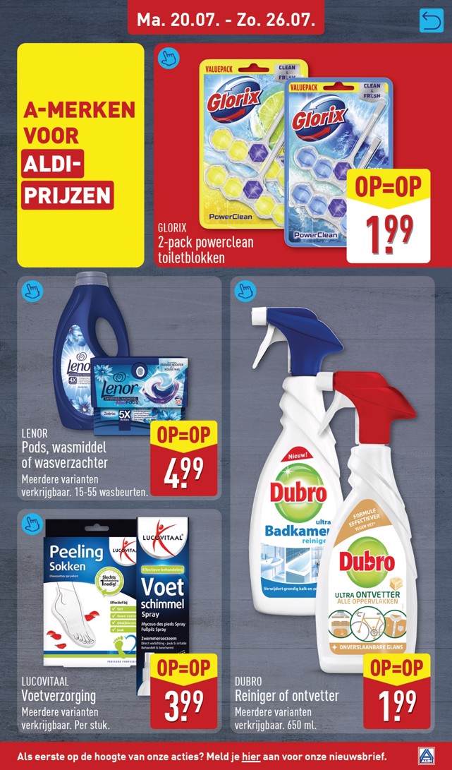 2-pack powerclean toiletblokken, gemarkeerd op pagina 21 van de Aldi folder