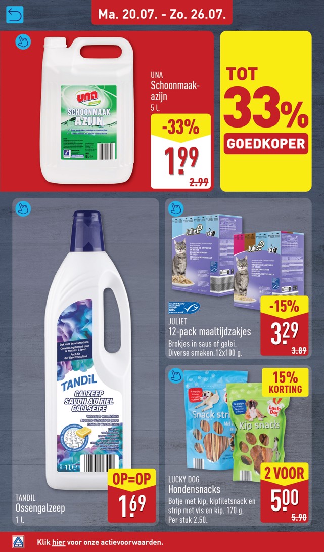 Una Schoonmaakazijn, gemarkeerd op pagina 22 van de Aldi folder