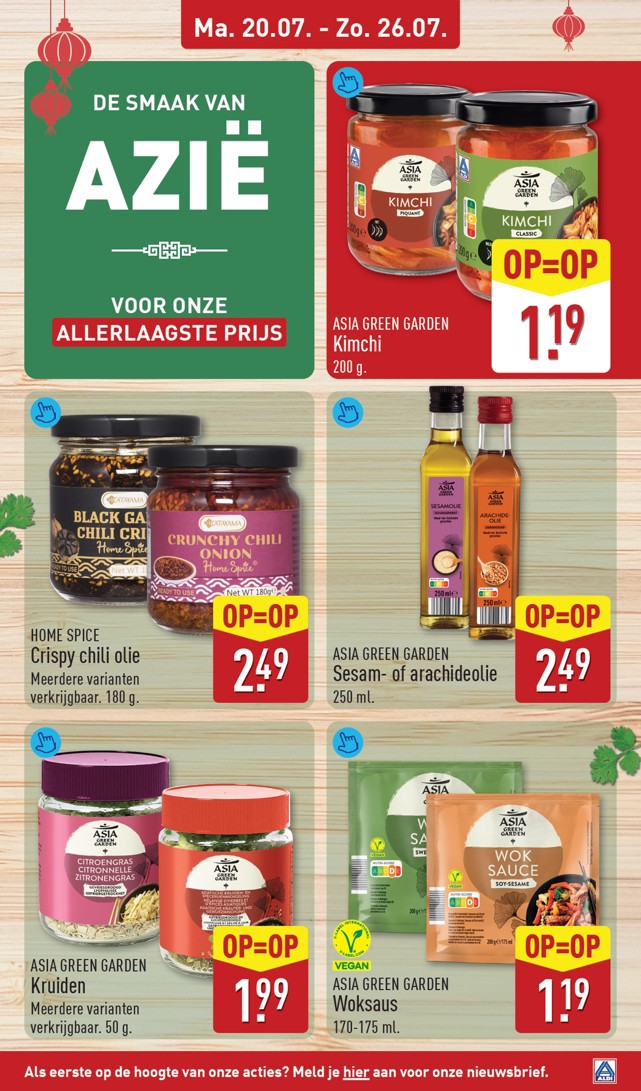 Home Spice Crispy chili olie, gemarkeerd op pagina 29 van de Aldi folder