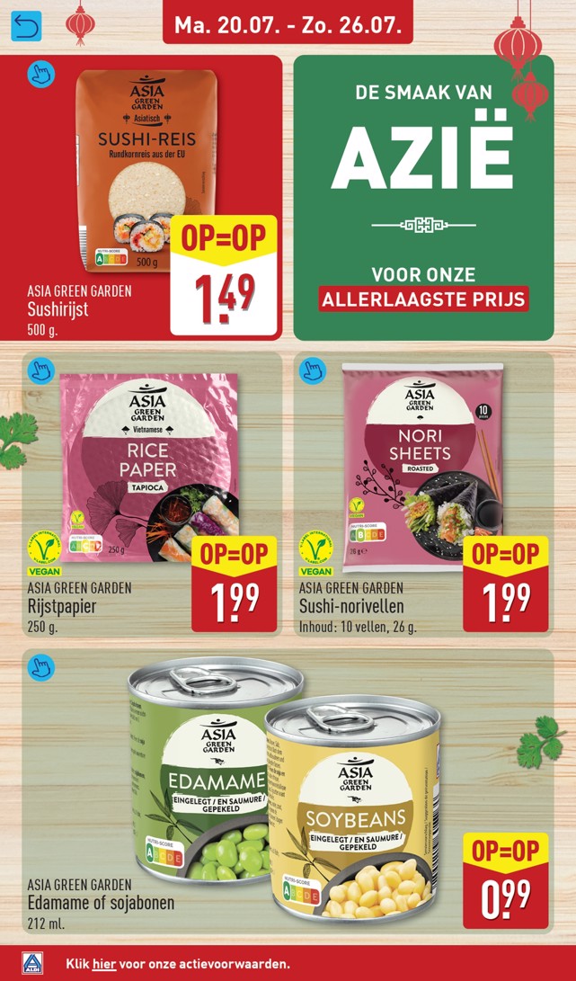 ASIA GREEN GARDEN Sushirijst, gemarkeerd op pagina 30 van de Aldi folder