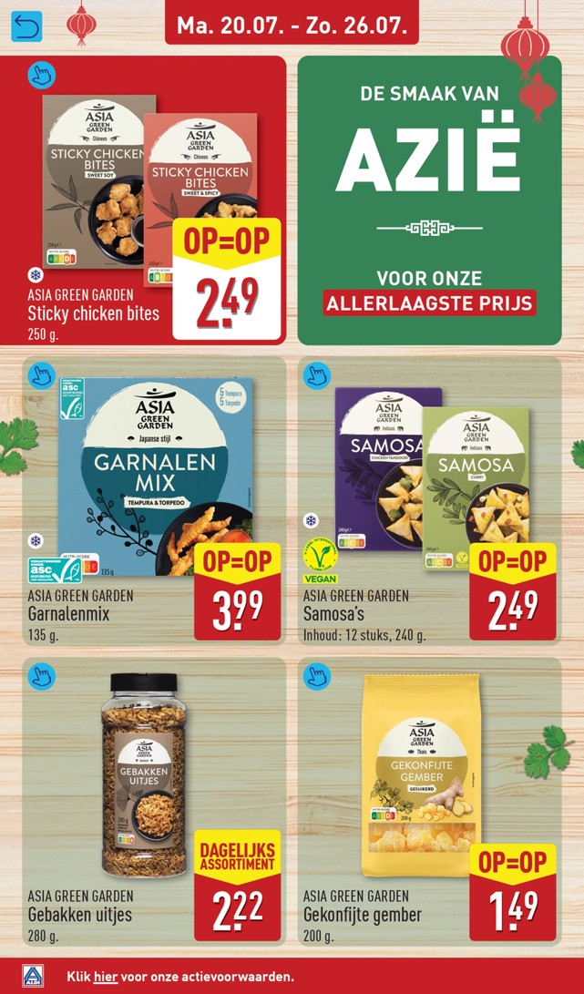 Gebakken uitjes, gemarkeerd op pagina 32 van de Aldi folder