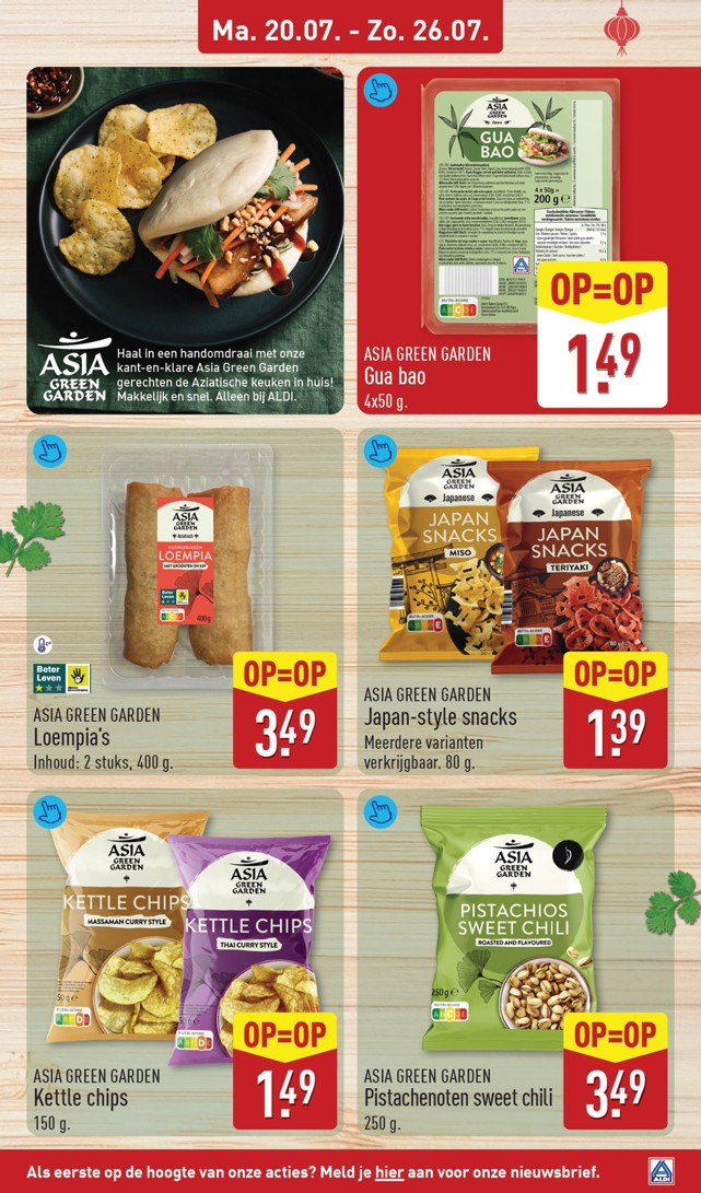 Asia Green Garden Kettle chips, gemarkeerd op pagina 35 van de Aldi folder
