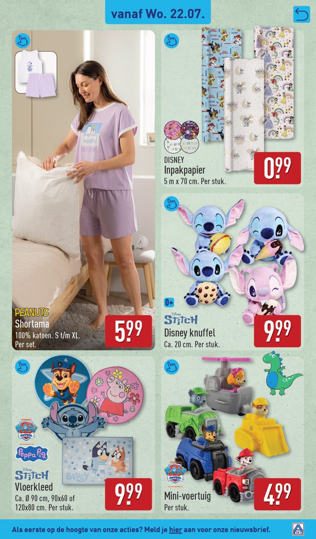Disney Inpakpapier, gemarkeerd op pagina 47 van de Aldi folder