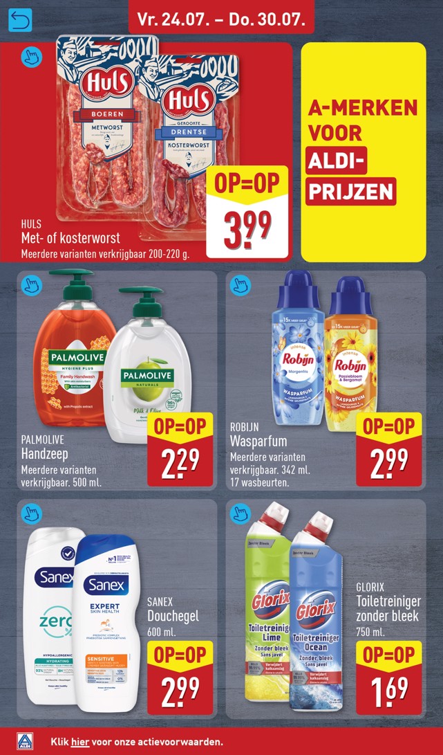 Sanex Douchegel, gemarkeerd op pagina 52 van de Aldi folder