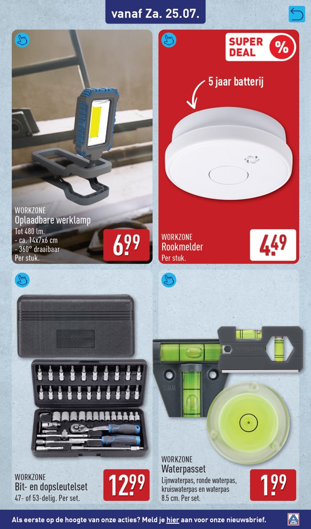 Workzone Bit- en dopsleutelset, gemarkeerd op pagina 55 van de Aldi folder