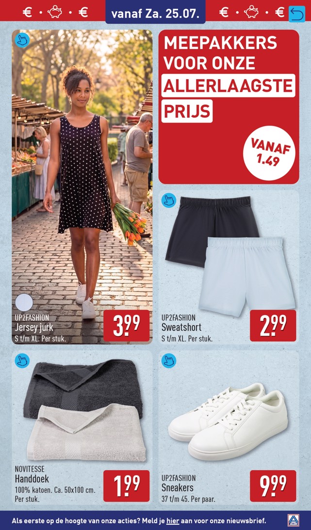 Jersey jurk, gemarkeerd op pagina 61 van de Aldi folder