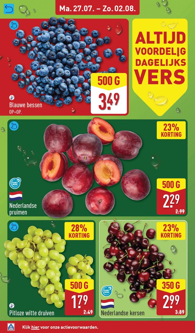 Blauwe bessen, gemarkeerd op pagina 4 van de Aldi folder