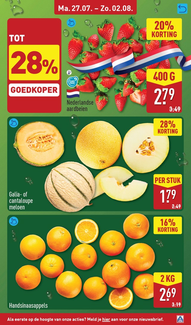 Handsinaasappels, gemarkeerd op pagina 5 van de Aldi folder