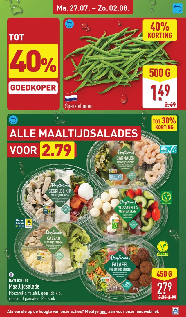 Sperziebonen, gemarkeerd op pagina 7 van de Aldi folder
