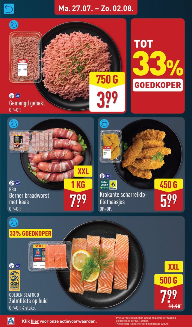 Gemengd gehakt, gemarkeerd op pagina 8 van de Aldi folder