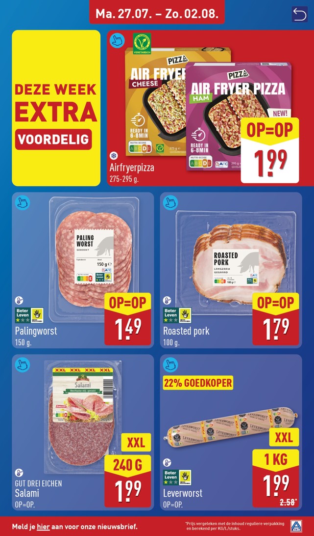 Salami, gemarkeerd op pagina 11 van de Aldi folder