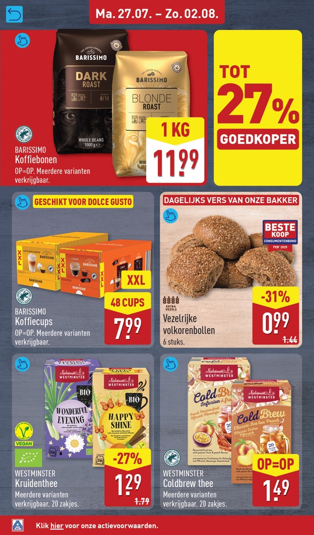 Westminster Coldbrew thee, gemarkeerd op pagina 12 van de Aldi folder