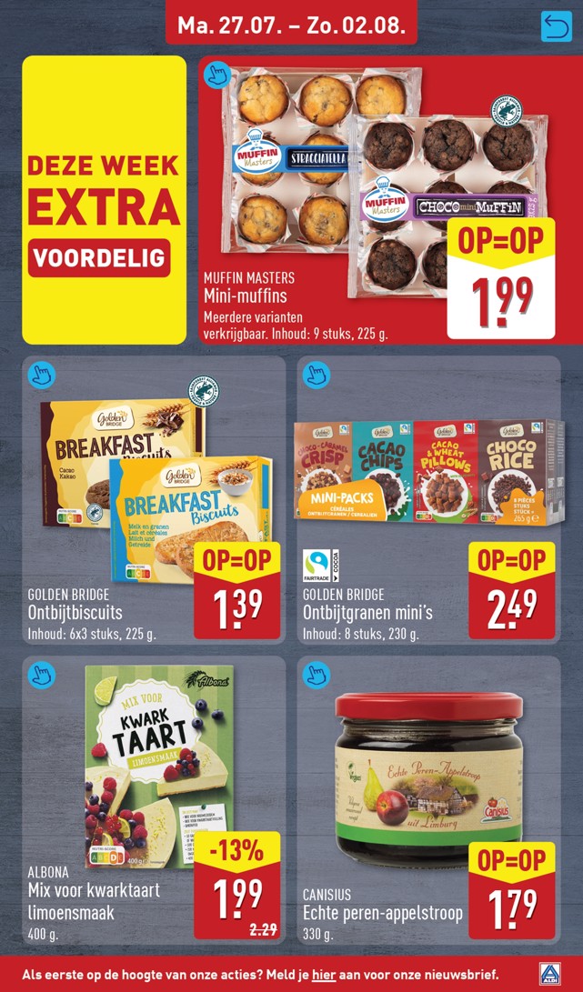 Canisius Echte peren-appelstroop, gemarkeerd op pagina 13 van de Aldi folder