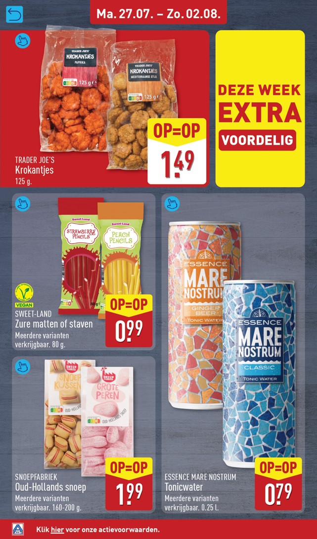 TRADER JOE'S Krokantjes, gemarkeerd op pagina 16 van de Aldi folder