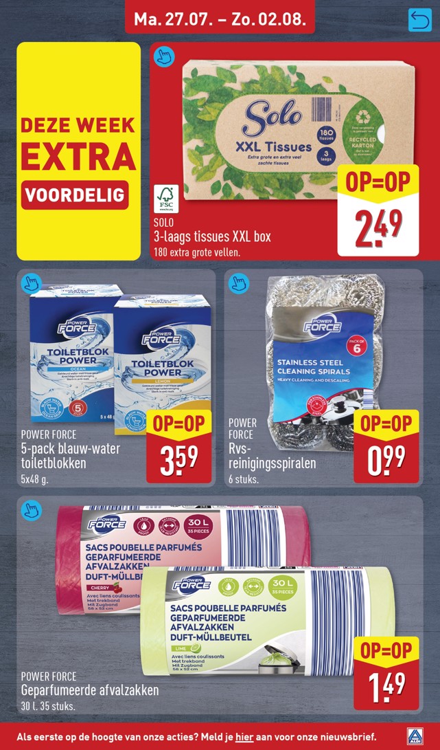 Solo 3-laags tissues XXL box, gemarkeerd op pagina 17 van de Aldi folder