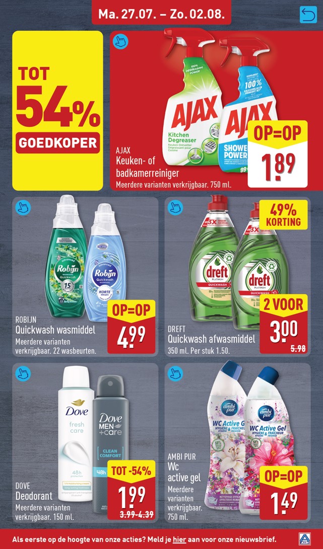 DOVE Deodorant, gemarkeerd op pagina 23 van de Aldi folder